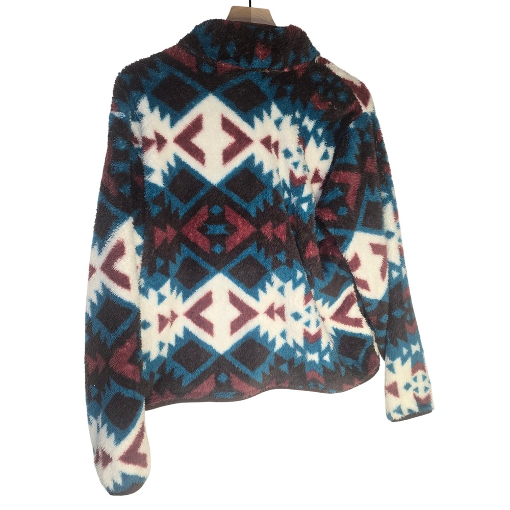 Ariat Berber Snap Front Sweatshirt Women Large Blue Aztec Fleece Western - Picture 2 of 7